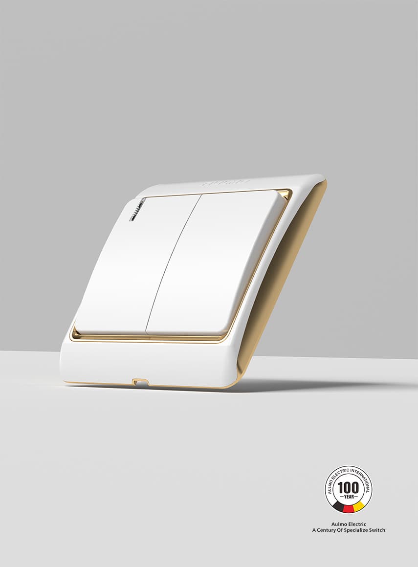 AULMO DZ Series switch, white with gold trim